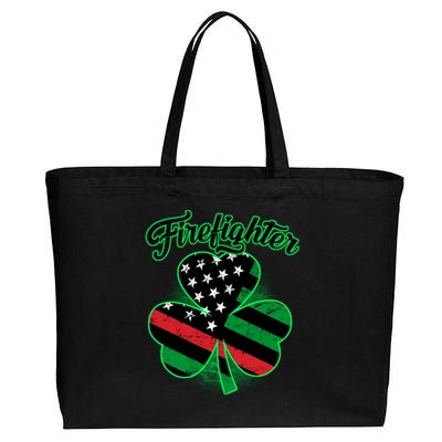 Firefighter St. Patrick's Day Red Line Clover Cotton Canvas Jumbo Tote