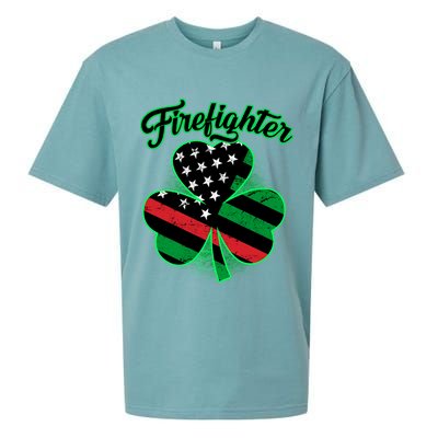 Firefighter St. Patrick's Day Red Line Clover Sueded Cloud Jersey T-Shirt