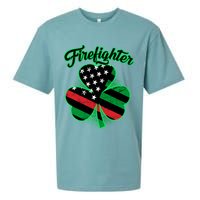 Firefighter St. Patrick's Day Red Line Clover Sueded Cloud Jersey T-Shirt