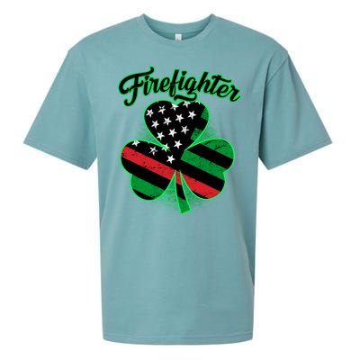 Firefighter St. Patrick's Day Red Line Clover Sueded Cloud Jersey T-Shirt