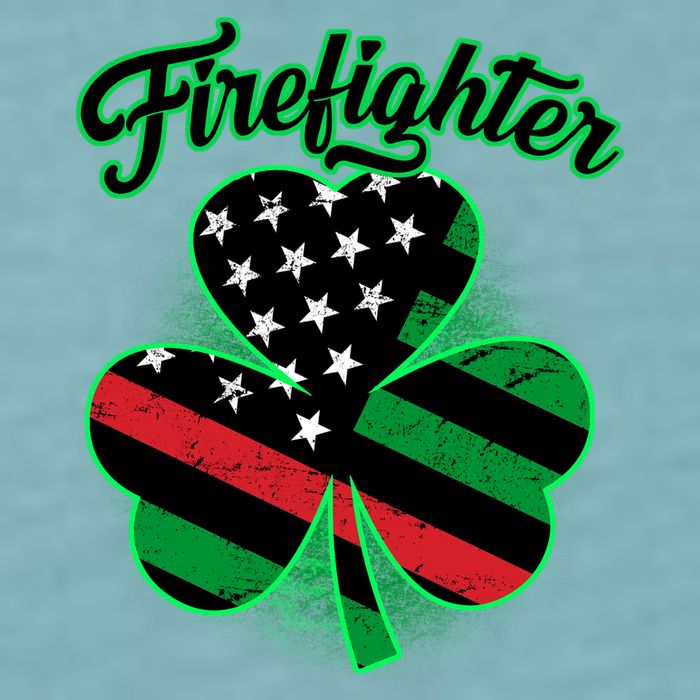 Firefighter St. Patrick's Day Red Line Clover Sueded Cloud Jersey T-Shirt