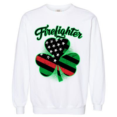 Firefighter St. Patrick's Day Red Line Clover Garment-Dyed Sweatshirt