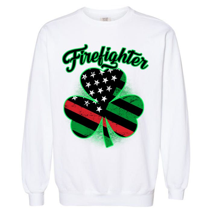 Firefighter St. Patrick's Day Red Line Clover Garment-Dyed Sweatshirt