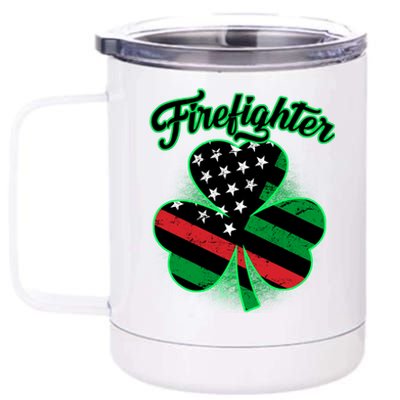 Firefighter St. Patrick's Day Red Line Clover 12 oz Stainless Steel Tumbler Cup