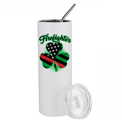 Firefighter St. Patrick's Day Red Line Clover Stainless Steel Tumbler