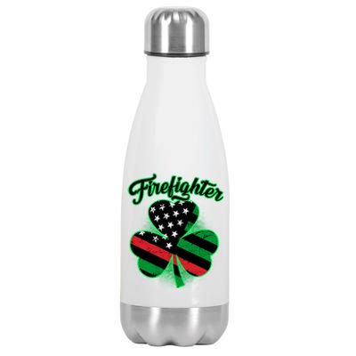 Firefighter St. Patrick's Day Red Line Clover Stainless Steel Insulated Water Bottle