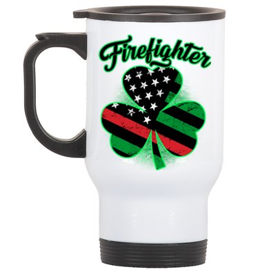 Firefighter St. Patrick's Day Red Line Clover Stainless Steel Travel Mug