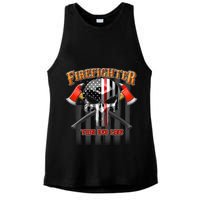 Firefighter Thin Red Line Flag Skull Ladies PosiCharge Tri-Blend Wicking Tank