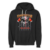 Firefighter Thin Red Line Flag Skull Garment-Dyed Fleece Hoodie