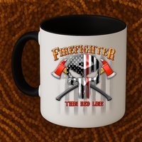 Firefighter Thin Red Line Flag Skull Mug