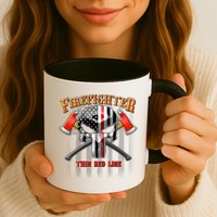 Firefighter Thin Red Line Flag Skull Mug