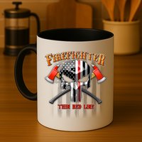 Firefighter Thin Red Line Flag Skull Mug
