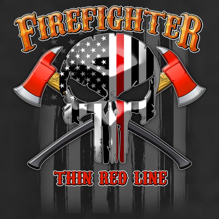 Firefighter Thin Red Line Flag Skull Crop Fleece Hoodie