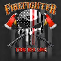 Firefighter Thin Red Line Flag Skull Premium Pullover Hoodie
