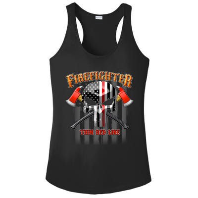 Firefighter Thin Red Line Flag Skull Ladies PosiCharge Competitor Racerback Tank