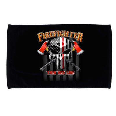 Firefighter Thin Red Line Flag Skull Microfiber Hand Towel