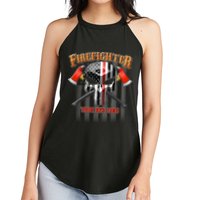 Firefighter Thin Red Line Flag Skull Women's Perfect Tri Rocker Tank