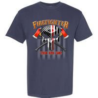 Firefighter Thin Red Line Flag Skull Garment-Dyed Heavyweight T-Shirt