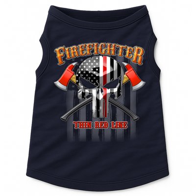 Firefighter Thin Red Line Flag Skull Doggie Tank
