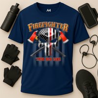 Firefighter Thin Red Line Flag Skull Performance Shirt
