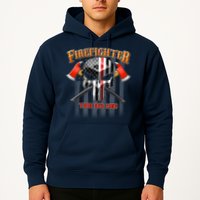 Firefighter Thin Red Line Flag Skull Hoodie