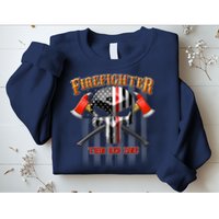 Firefighter Thin Red Line Flag Skull Sweatshirt