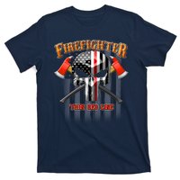 Firefighter Thin Red Line Flag Skull T-Shirt