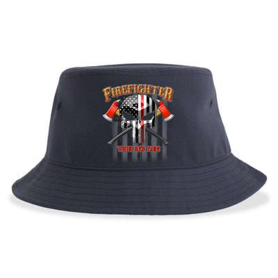 Firefighter Thin Red Line Flag Skull Sustainable Bucket Hat