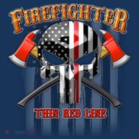 Firefighter Thin Red Line Flag Skull Beanie