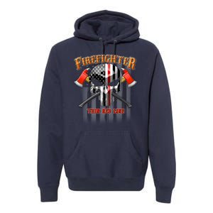 Firefighter Thin Red Line Flag Skull Premium Hoodie