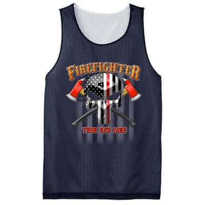Firefighter Thin Red Line Flag Skull Mesh Reversible Basketball Jersey Tank