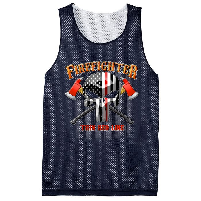 Firefighter Thin Red Line Flag Skull Mesh Reversible Basketball Jersey Tank