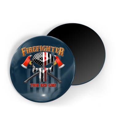 Firefighter Thin Red Line Flag Skull Magnet