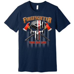 Firefighter Thin Red Line Flag Skull Premium T-Shirt