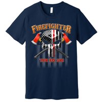 Firefighter Thin Red Line Flag Skull Premium T-Shirt