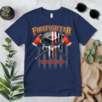 Firefighter Thin Red Line Flag Skull Premium T-Shirt