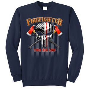 Firefighter Thin Red Line Flag Skull Tall Sweatshirt