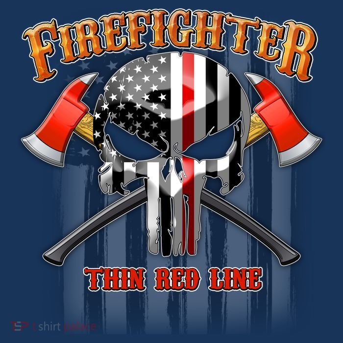 Firefighter Thin Red Line Flag Skull Tall Sweatshirt