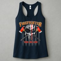 Firefighter Thin Red Line Flag Skull Womens Tank Top