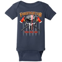 Firefighter Thin Red Line Flag Skull Baby Bodysuit