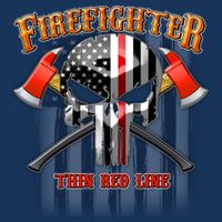 Firefighter Thin Red Line Flag Skull Baby Bodysuit