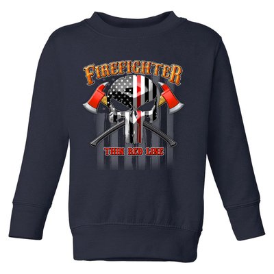 Firefighter Thin Red Line Flag Skull Toddler Sweatshirt