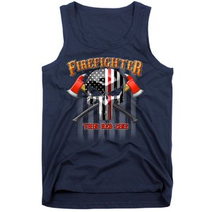 Firefighter Thin Red Line Flag Skull Tank Top