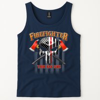 Firefighter Thin Red Line Flag Skull Tank Top