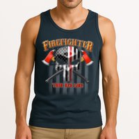 Firefighter Thin Red Line Flag Skull Tank Top