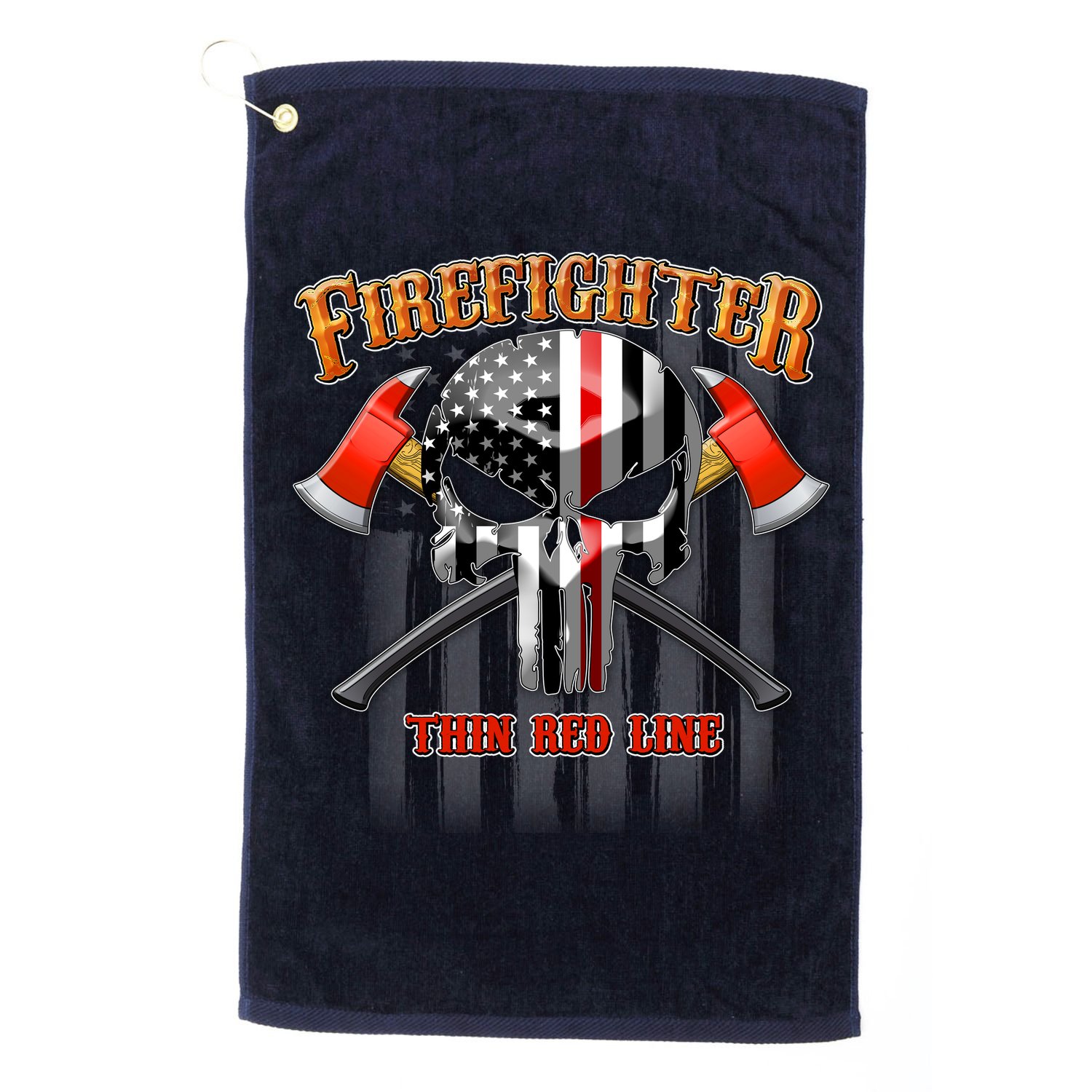 Firefighter Thin Red Line Flag Skull Golf Towel