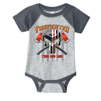 Firefighter Thin Red Line Flag Skull Infant Baby Jersey Bodysuit