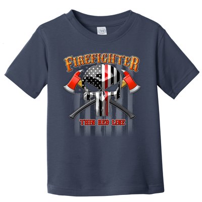 Firefighter Thin Red Line Flag Skull Toddler T-Shirt