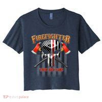 Firefighter Thin Red Line Flag Skull Crop Top
