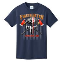 Firefighter Thin Red Line Flag Skull Kids T-Shirt